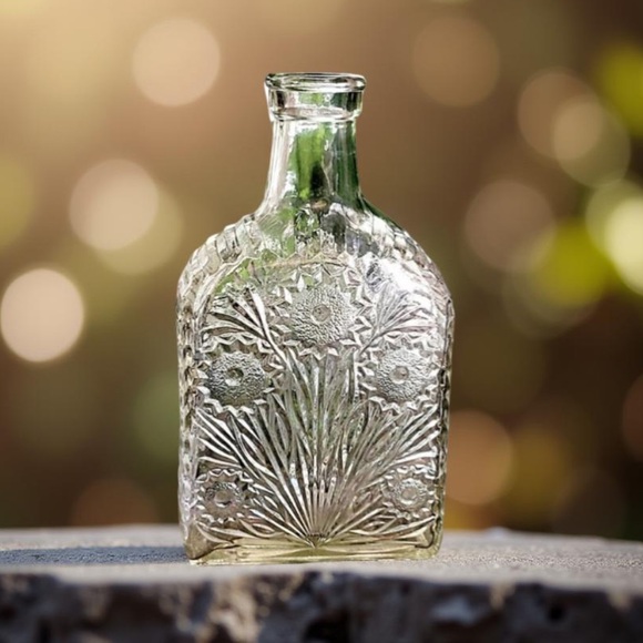 Antique Mid Century Embossed Flower
Liquor Bottle Glass Decanter - Picture 5 of 8